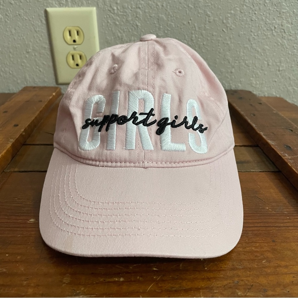 Pale pink Support Girls baseball hat by She PWR. One size, adjustable